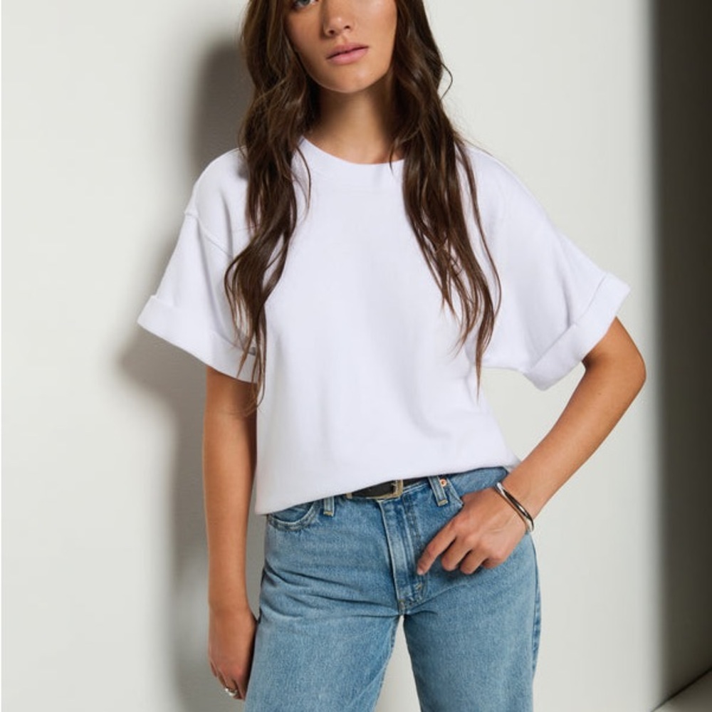Nation LTD Bane fleece sweatshirt tee in optic white